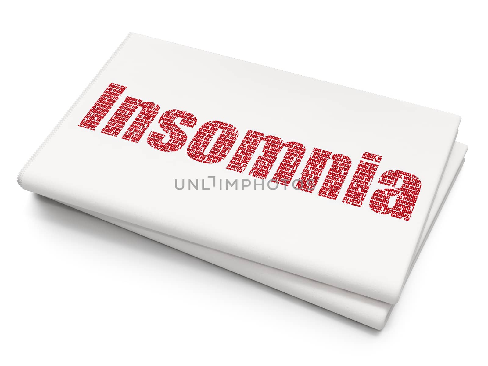 Medicine concept: Pixelated red text Insomnia on Blank Newspaper background