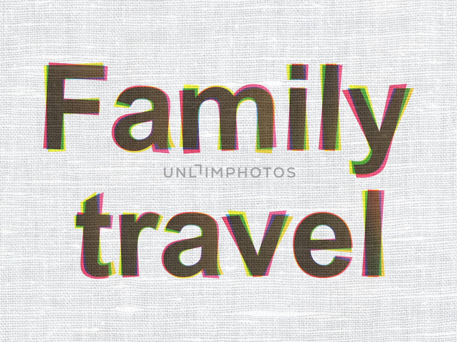 Vacation concept: Family Travel on fabric texture background by maxkabakov