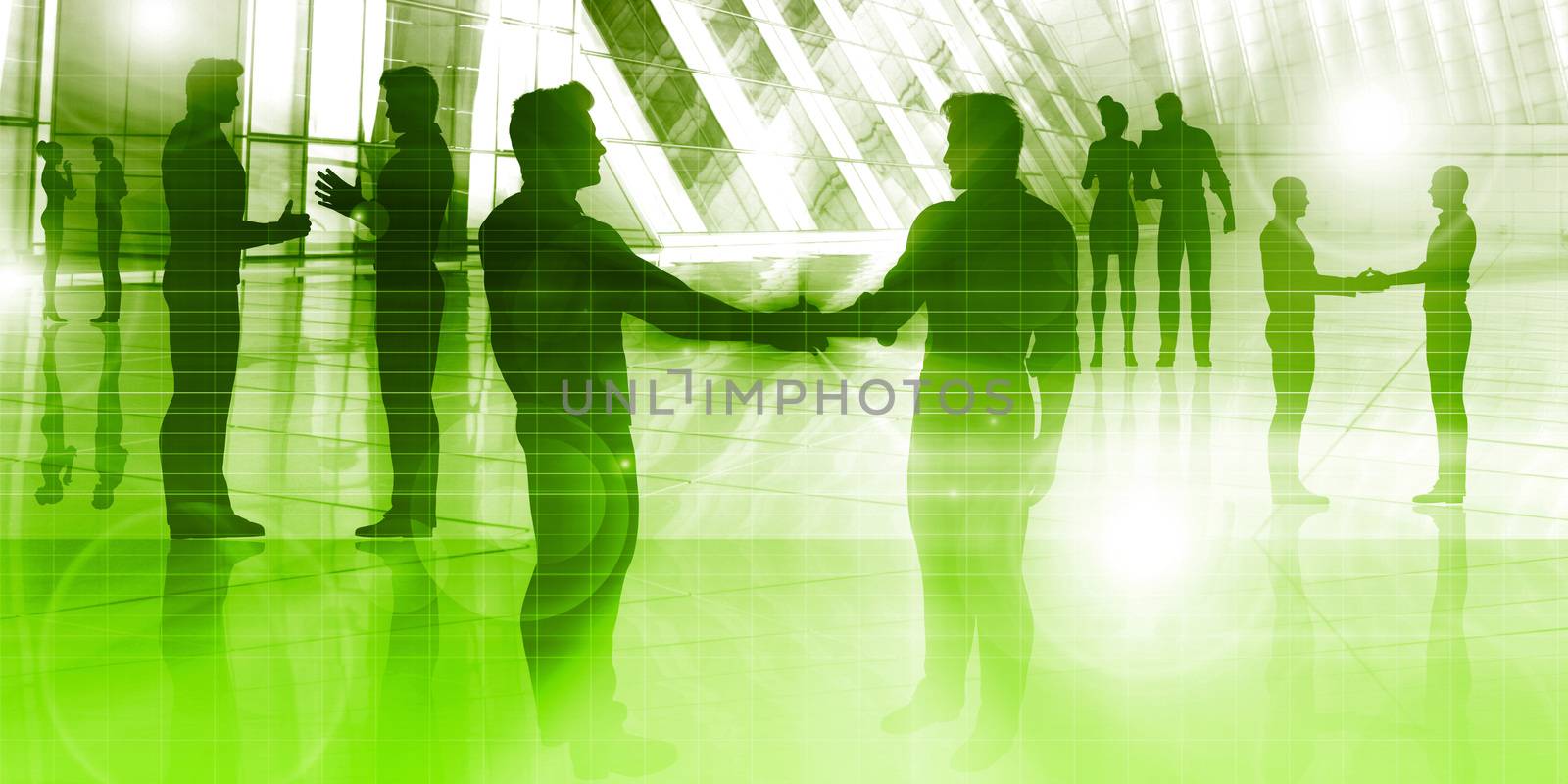 Silhouette of Business People in an Office Building Concept