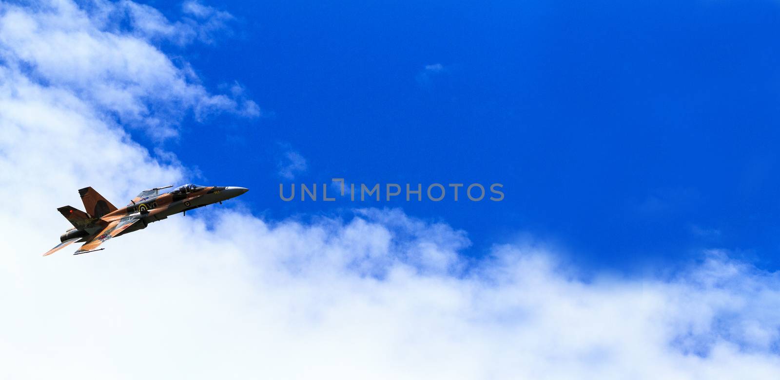 SPRINGBANK CANADA 20 JUL 2015:F-18 International Air Show and Open House for Canadian, USA and British current and historical military and civilian aircrafts. There were also numerous flights as well.