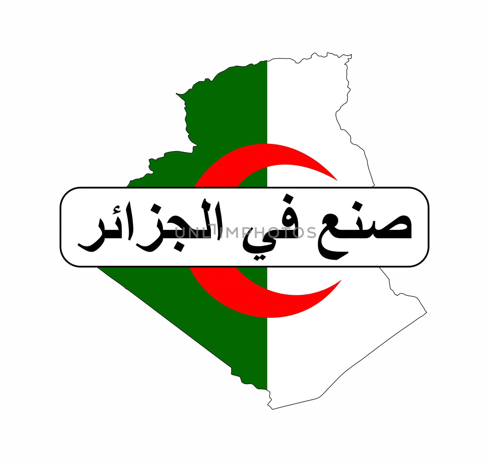 made in algeria country national flag map shape with text