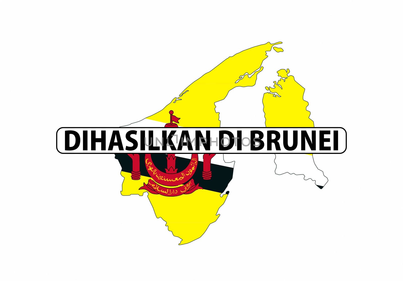 made in brunei country national flag map shape with text