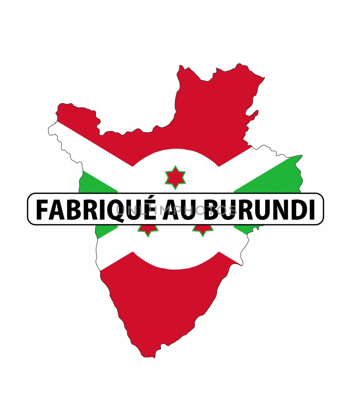 made in burundi country national flag map shape with text