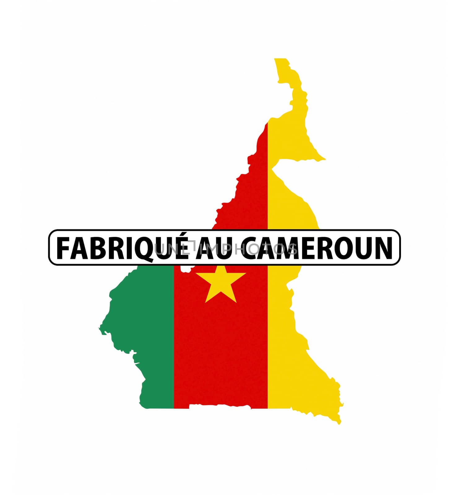 made in cameroon country national flag map shape with text