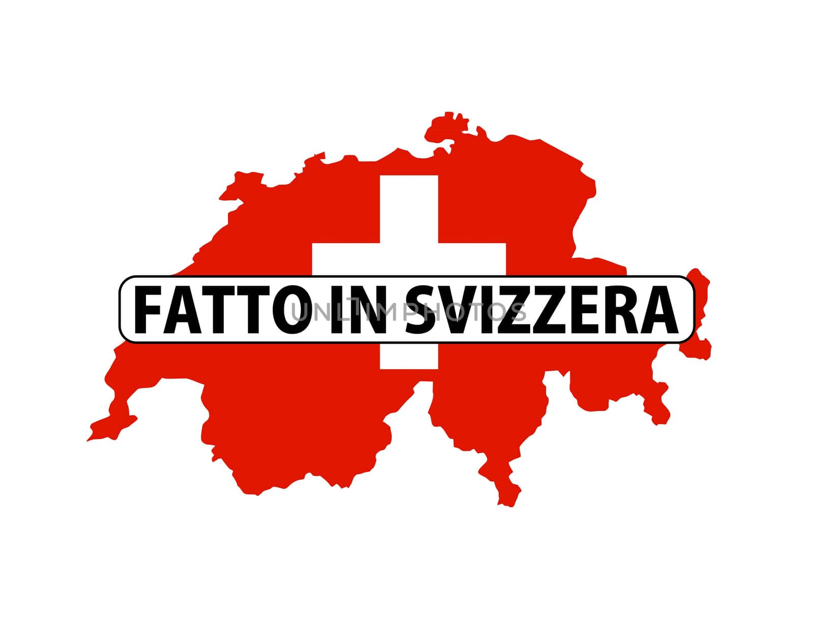 made in switzerland country national flag map shape with text
