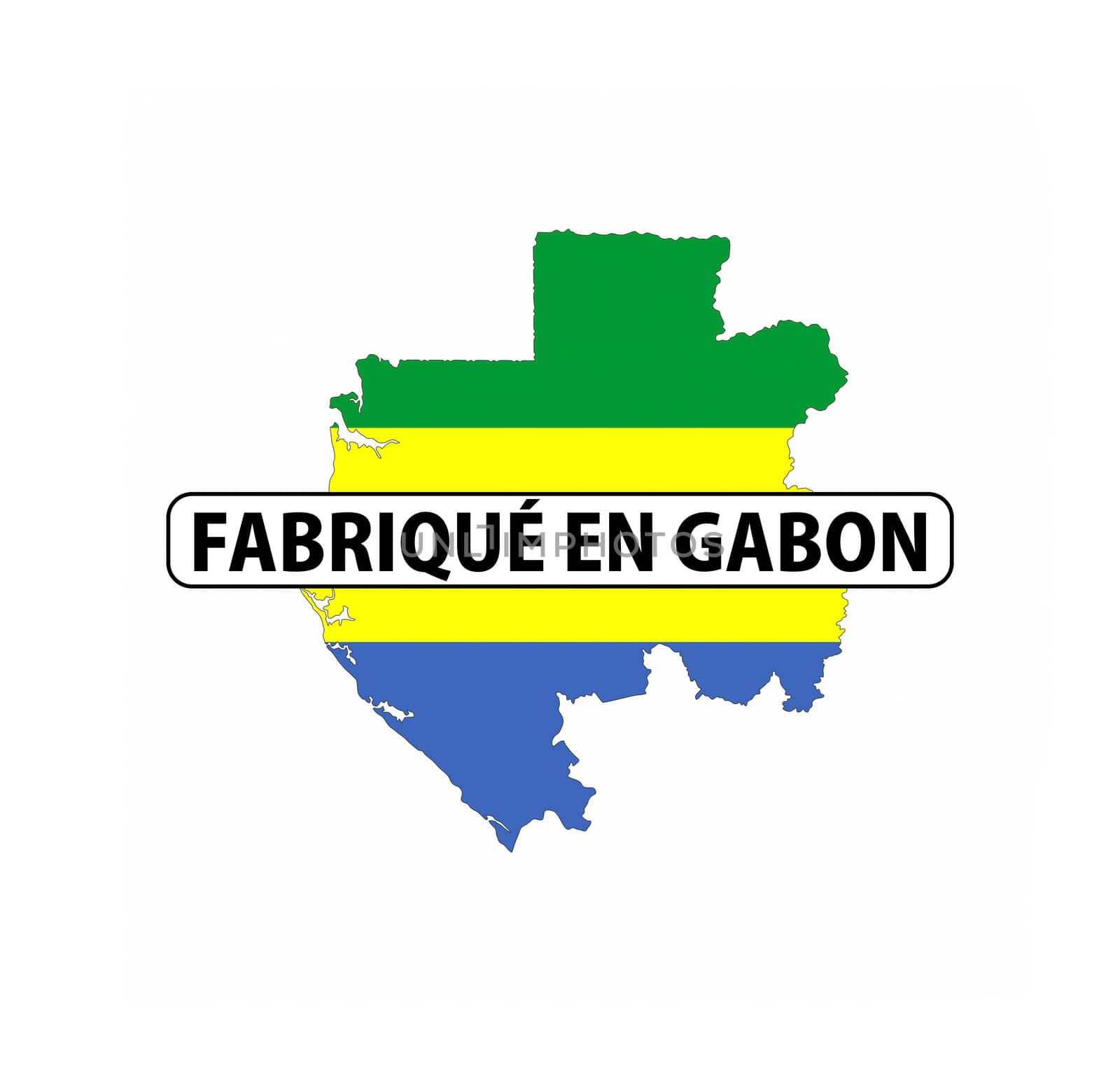 made in gabon country national flag map shape with text