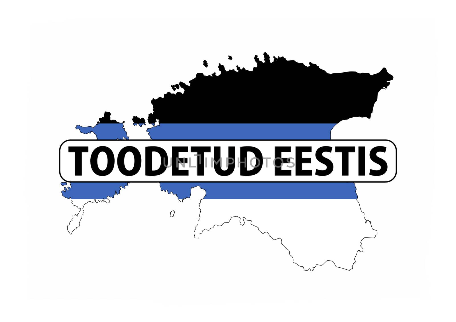 made in estonia country national flag map shape with text