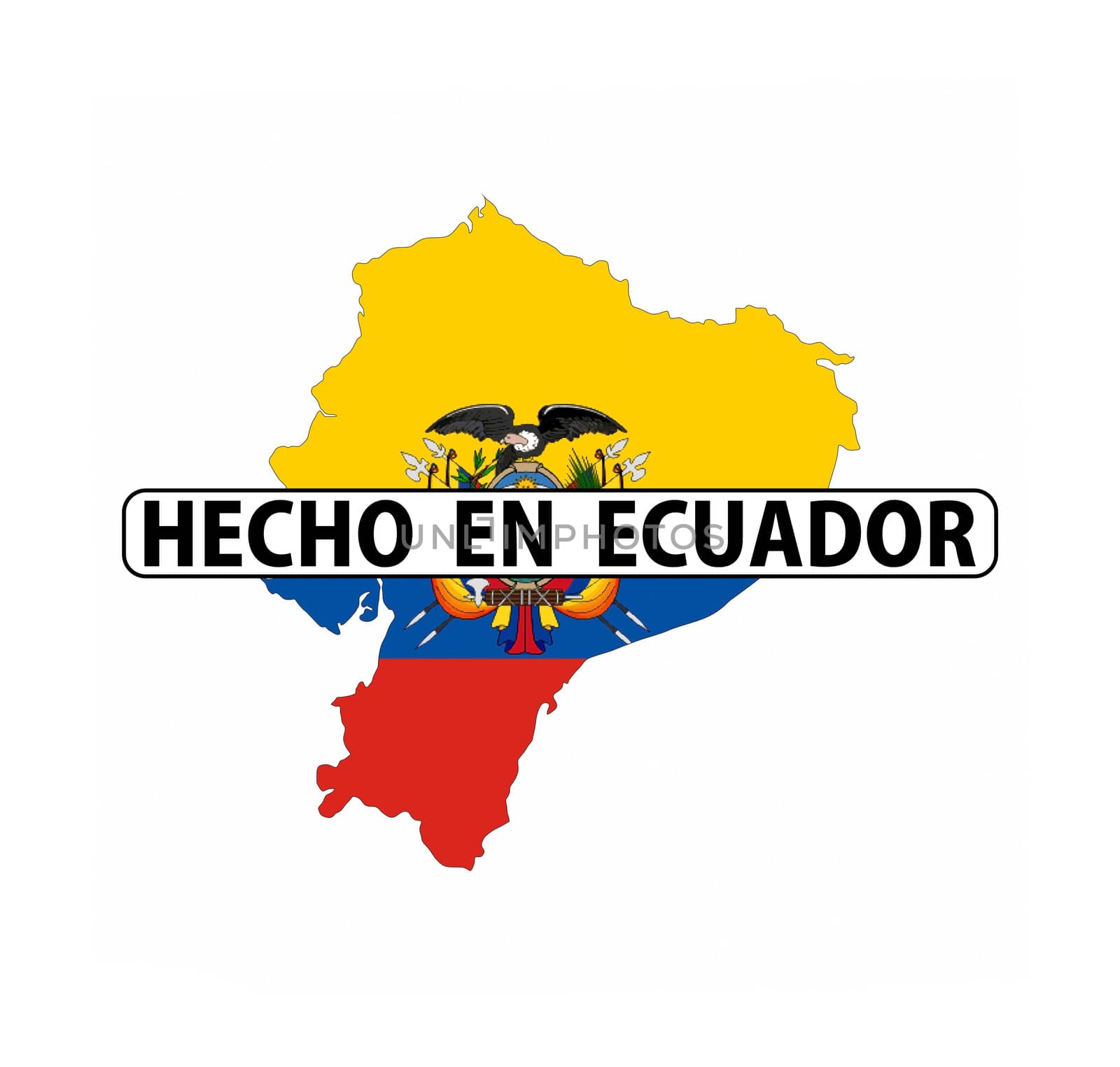 made in ecuador country national flag map shape with text