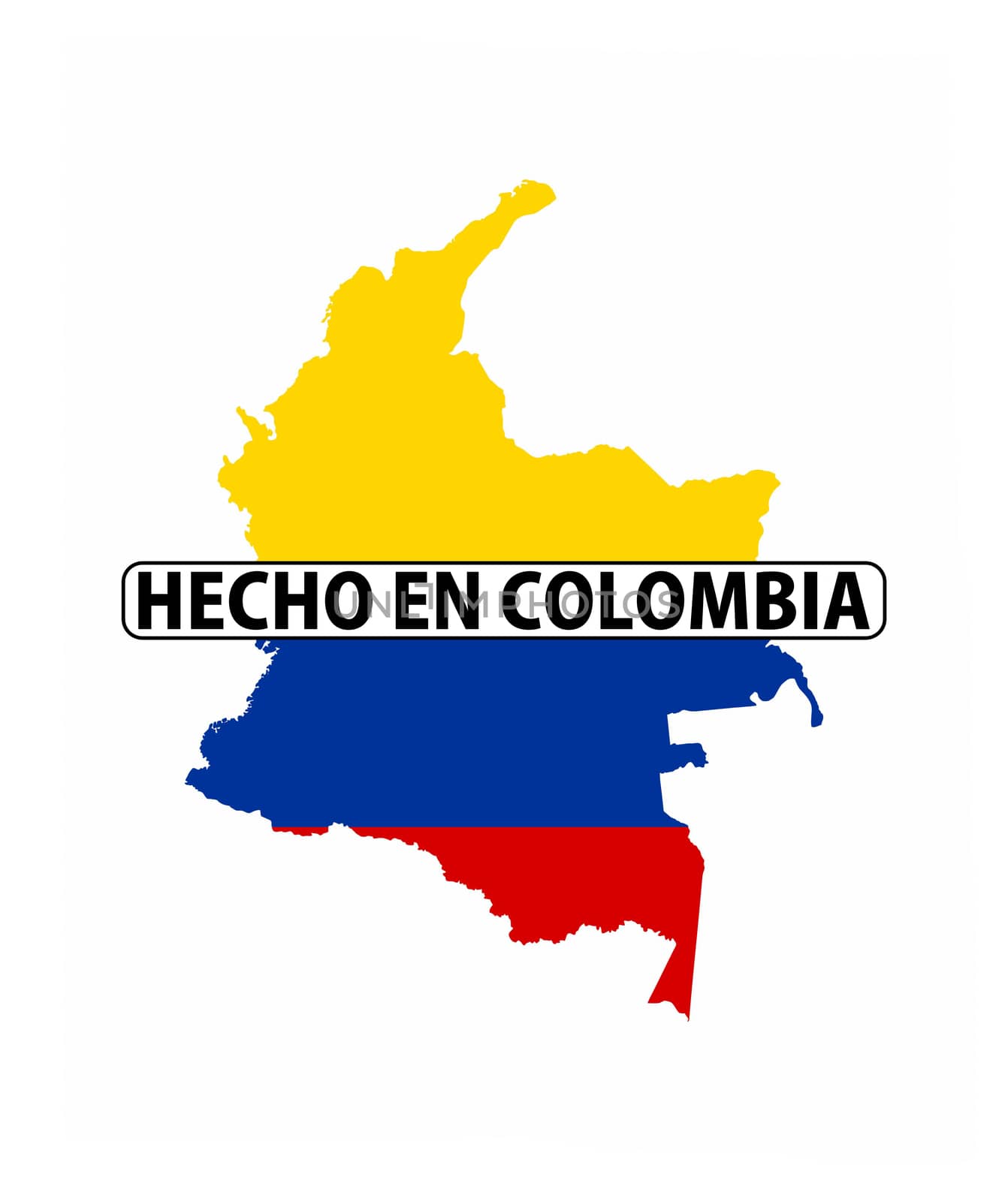 made in colombia country national flag map shape with text