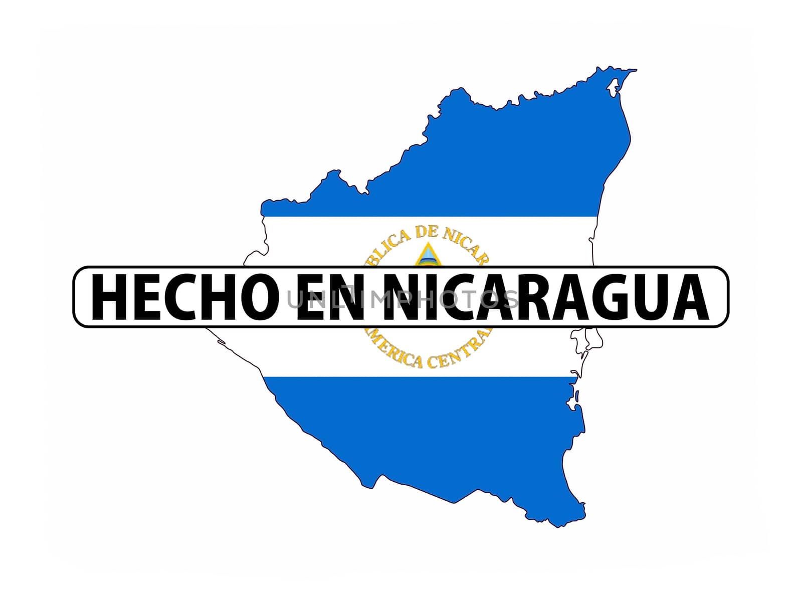 made in nicaragua country national flag map shape with text