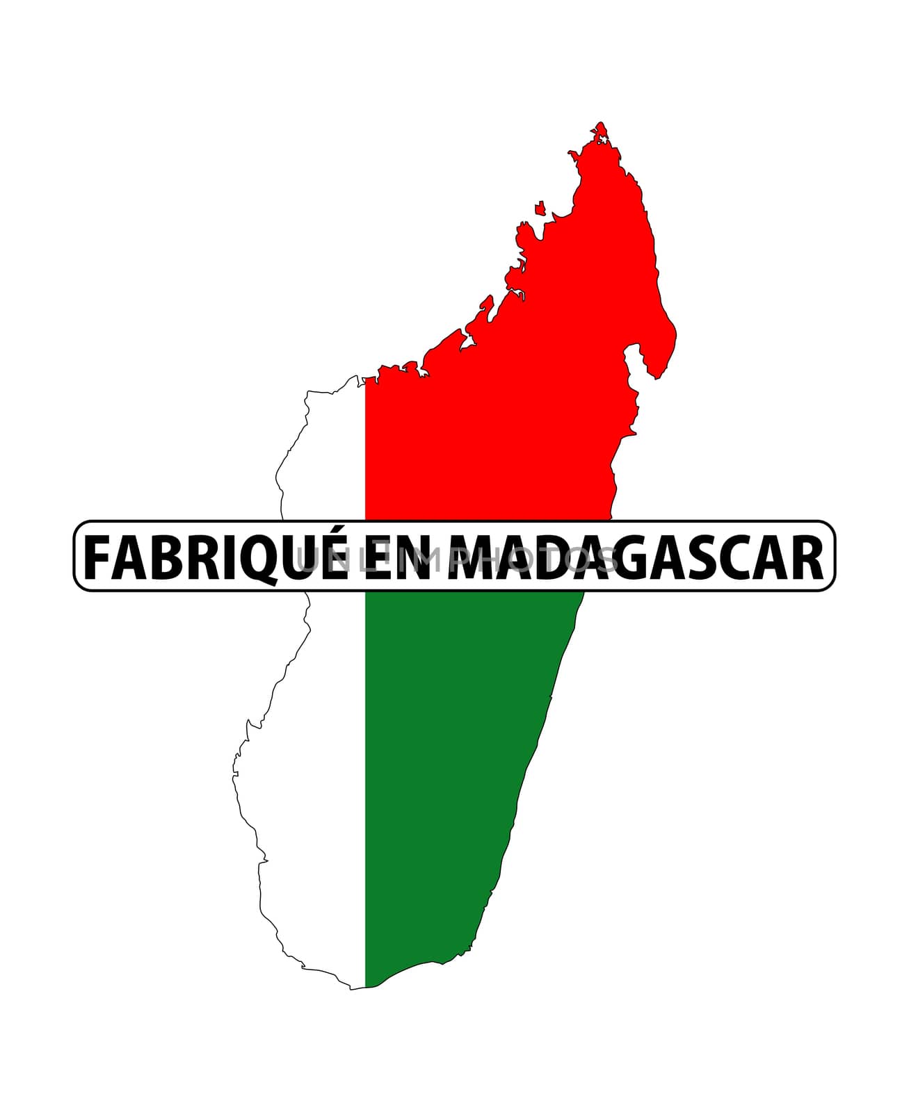 made in madagascar country national flag map shape with text