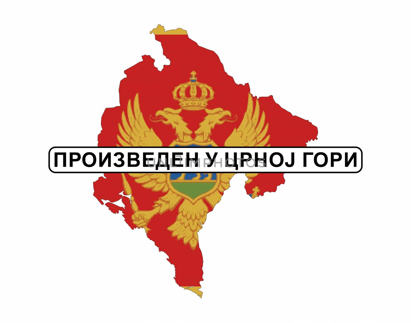 made in montenegro country national flag map shape with text