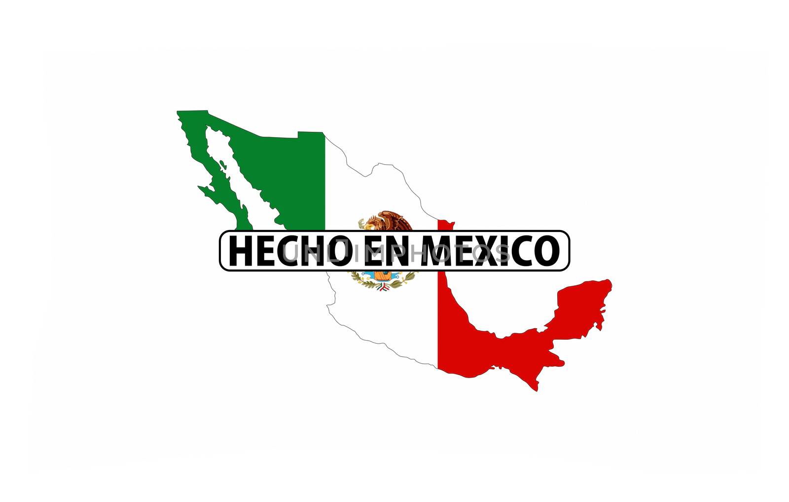 made in mexico country national flag map shape with text