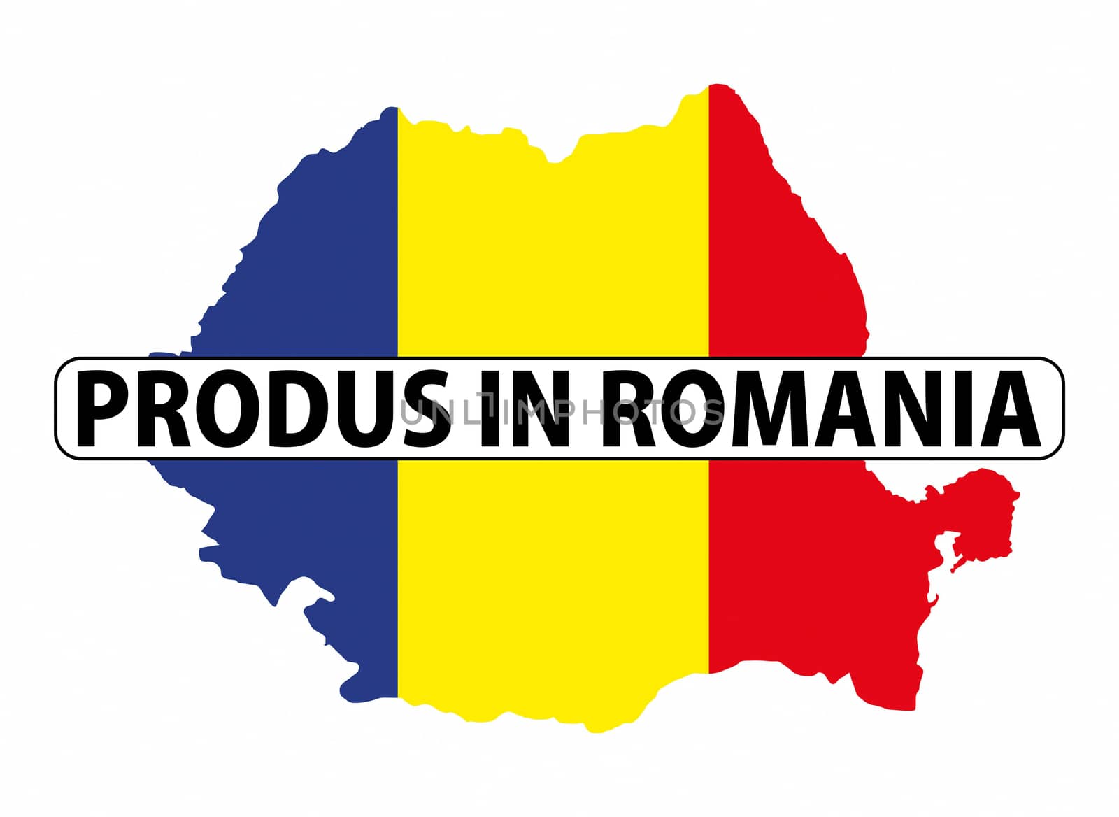 made in romania country national flag map shape with text