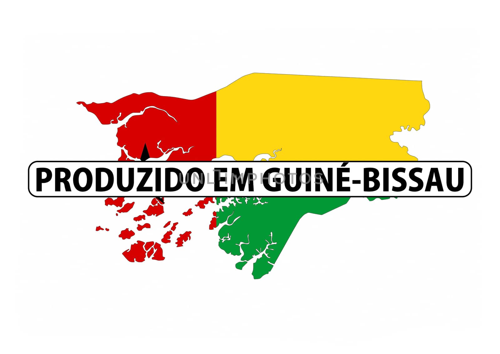 made in guinea bissau country national flag map shape with text