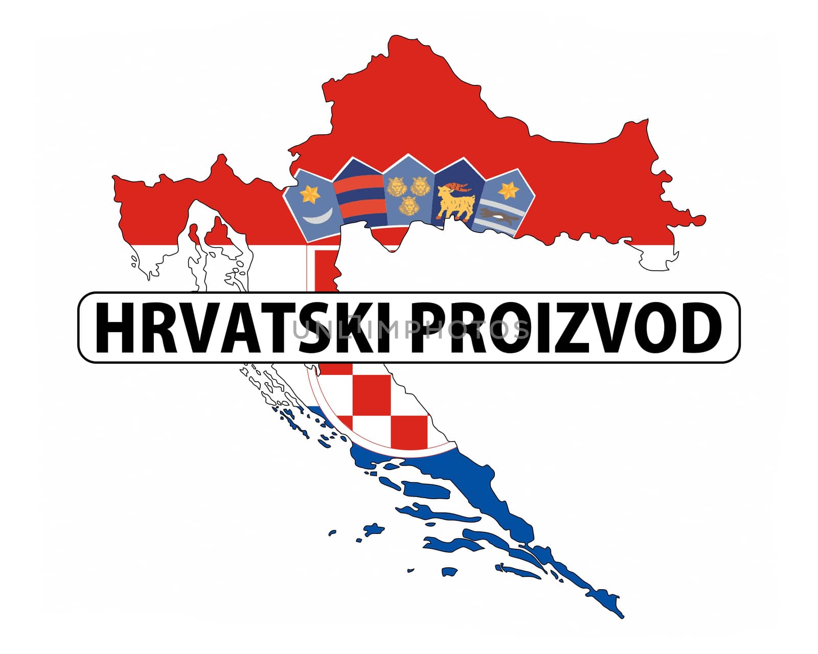 made in croatia country national flag map shape with text