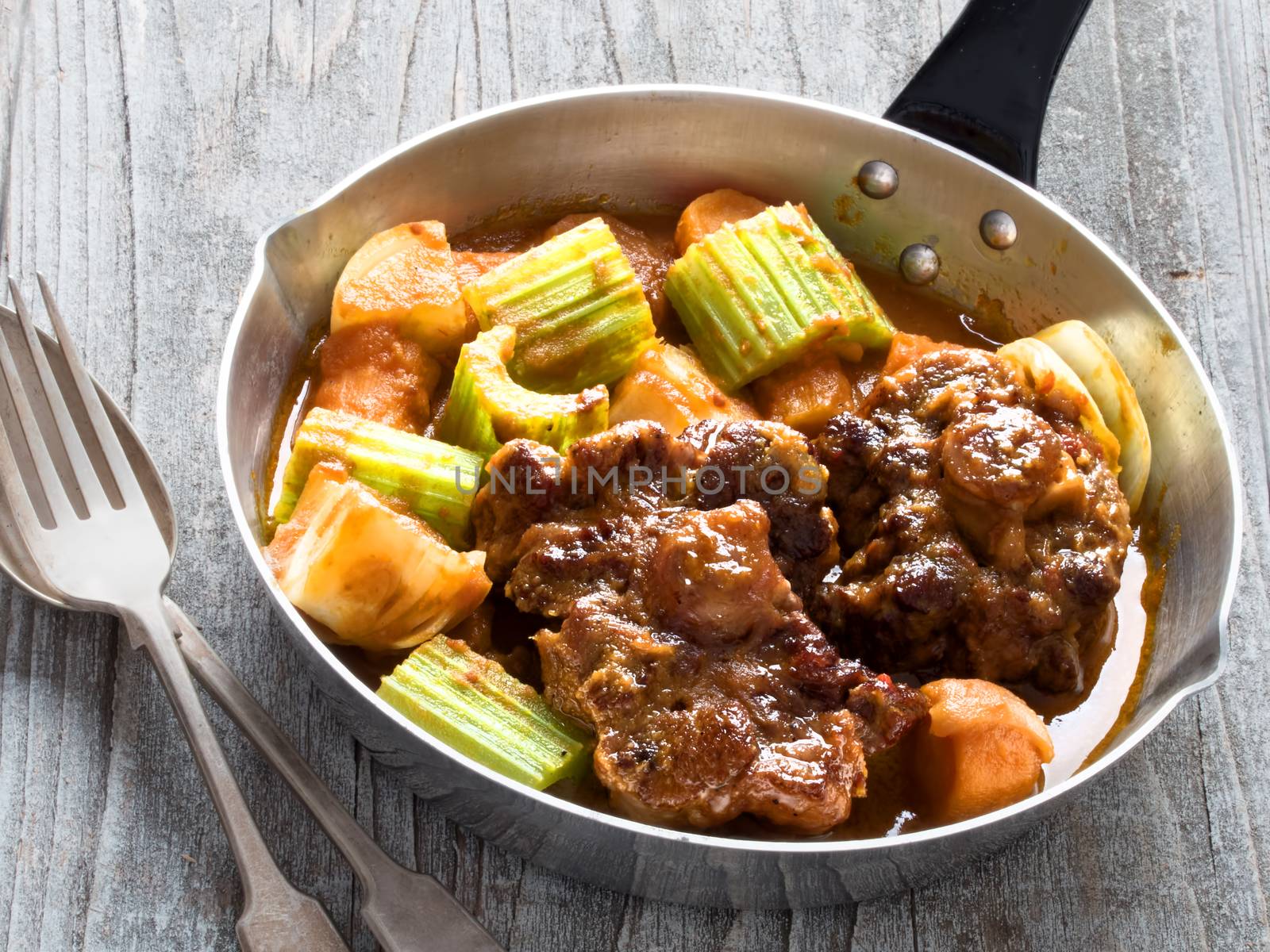 close up of rustic british oxtail stew