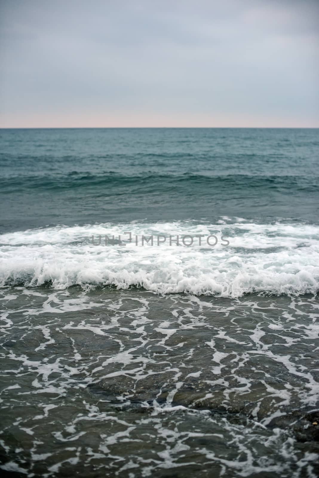 Blue sea with waves and sky