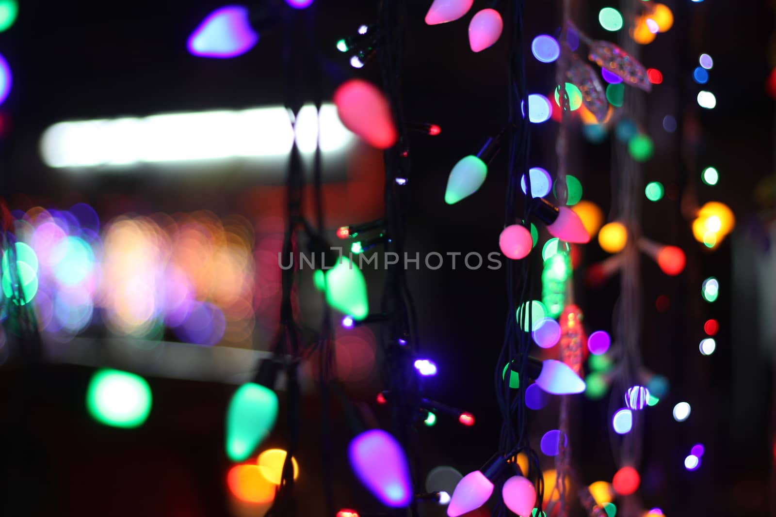 Colorful lights lit up on the occasion of Diwali / Christmas festival in India