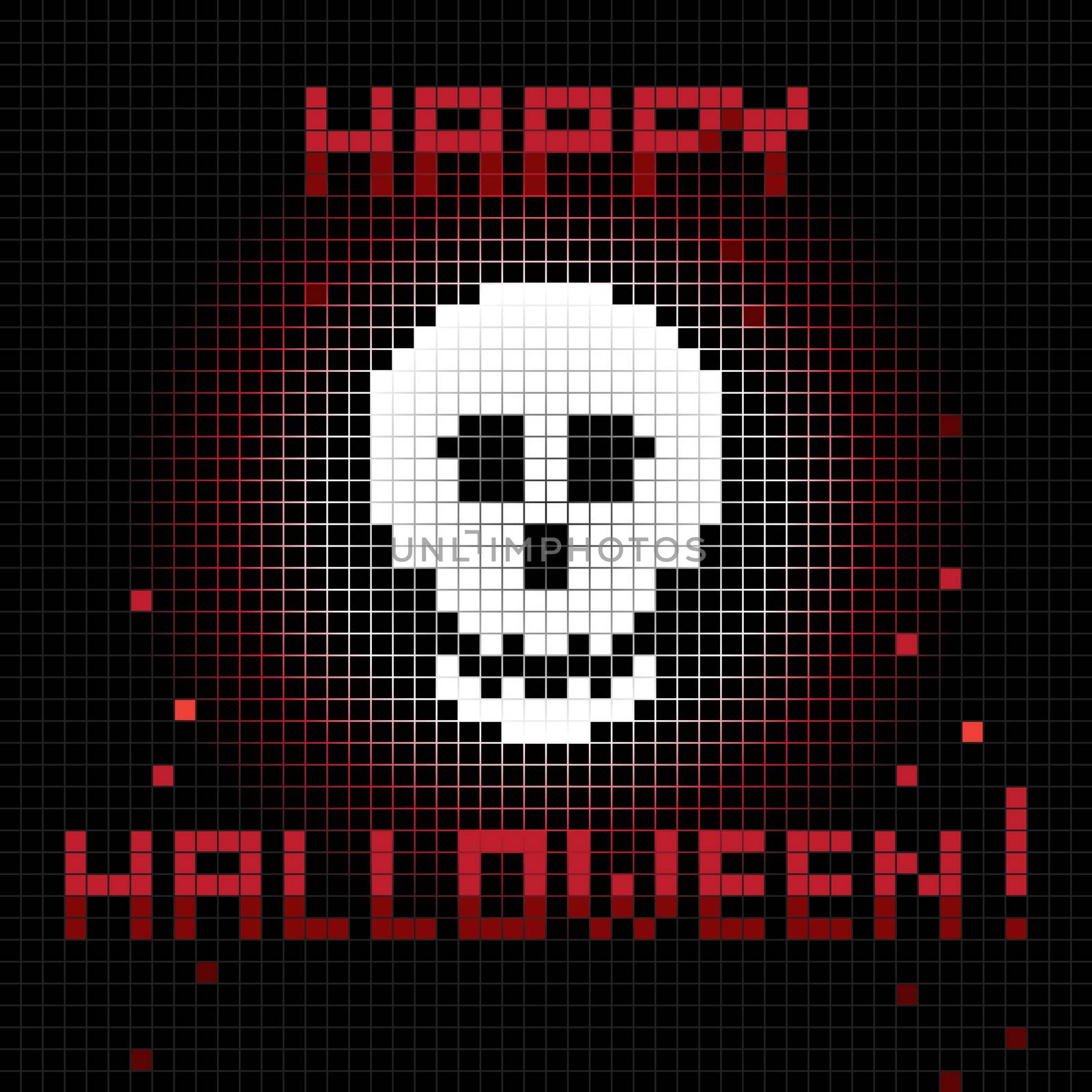 pixel halloween skull by catacos