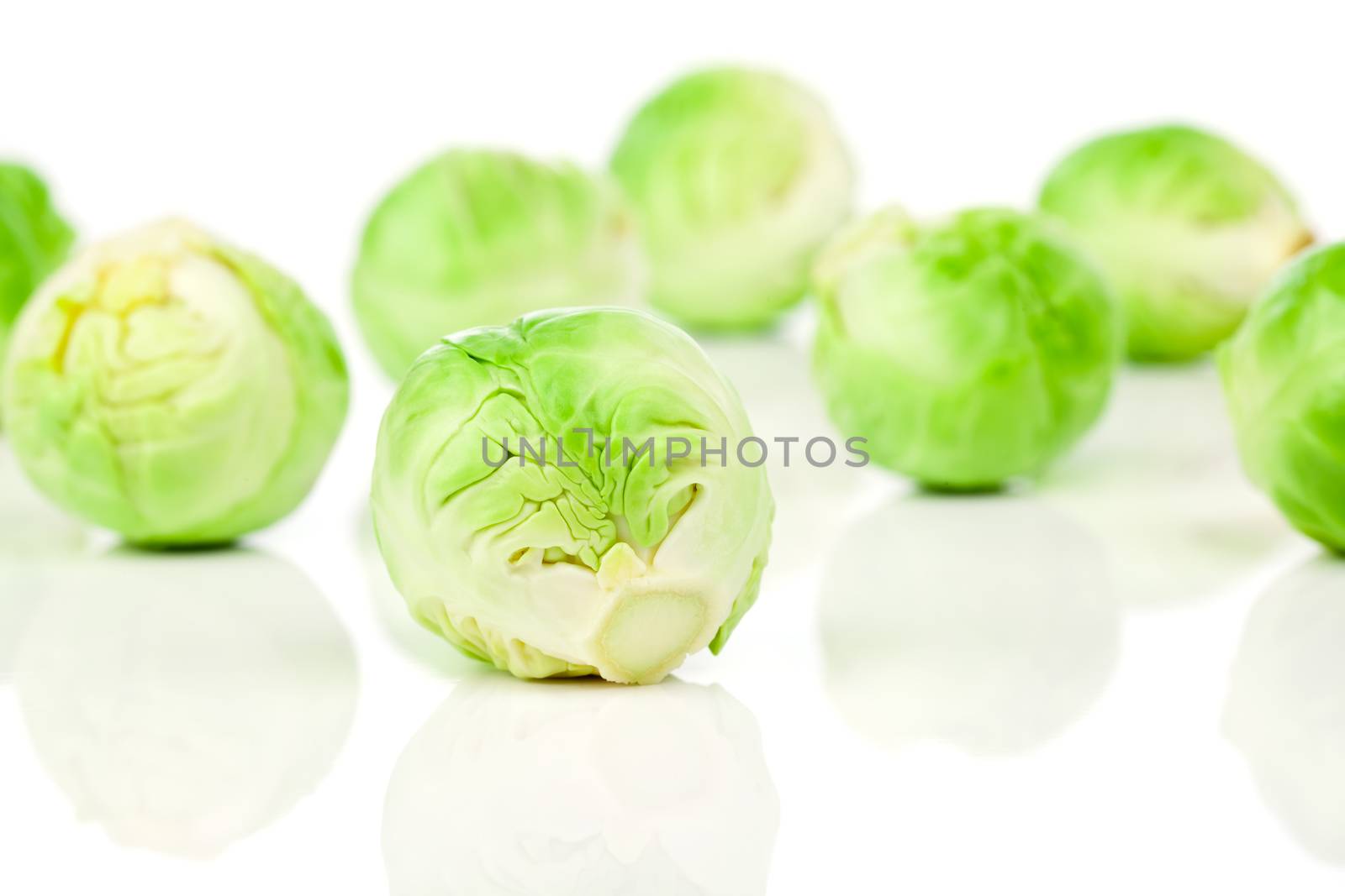 brussels sprouts isolated on white background by motorolka