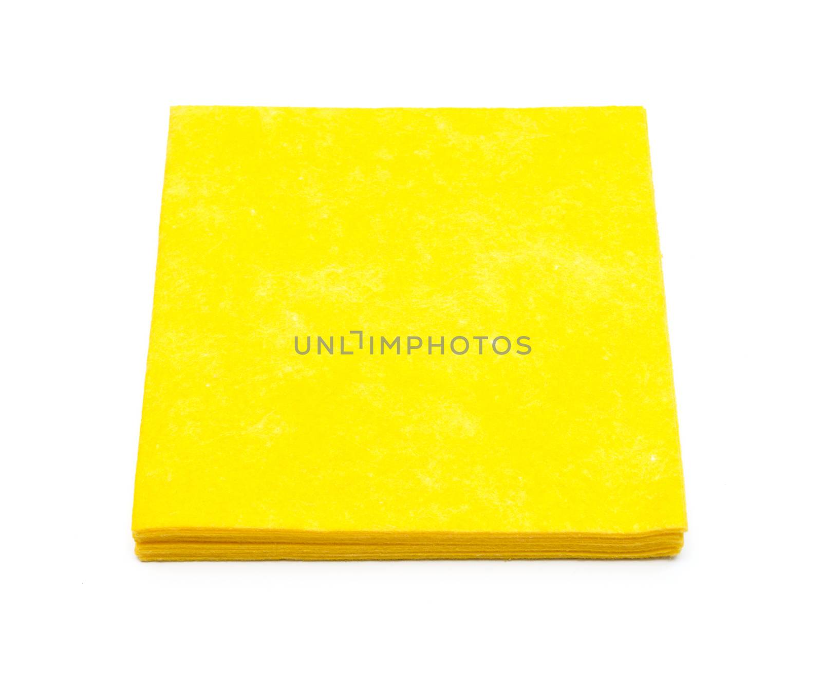 Yellow napkins for cleaning. On a white background