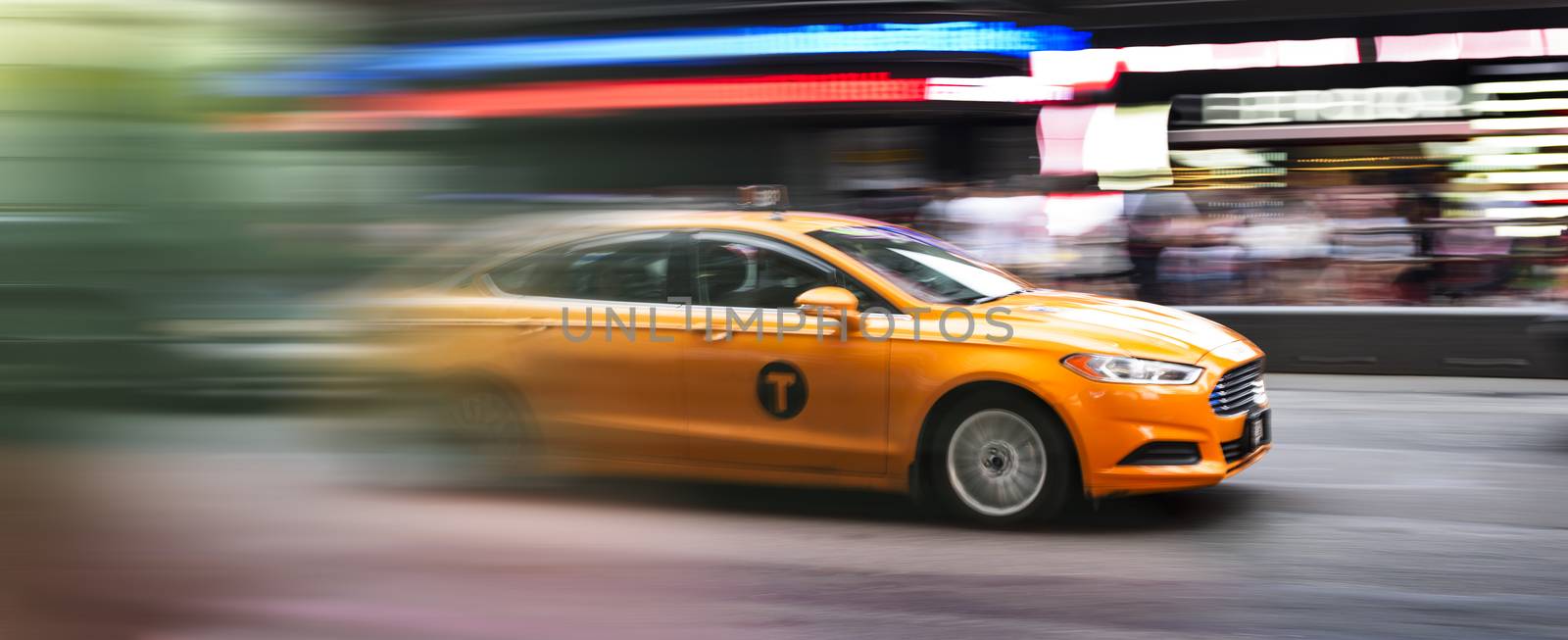 speedy taxi in Times square New York city, USA