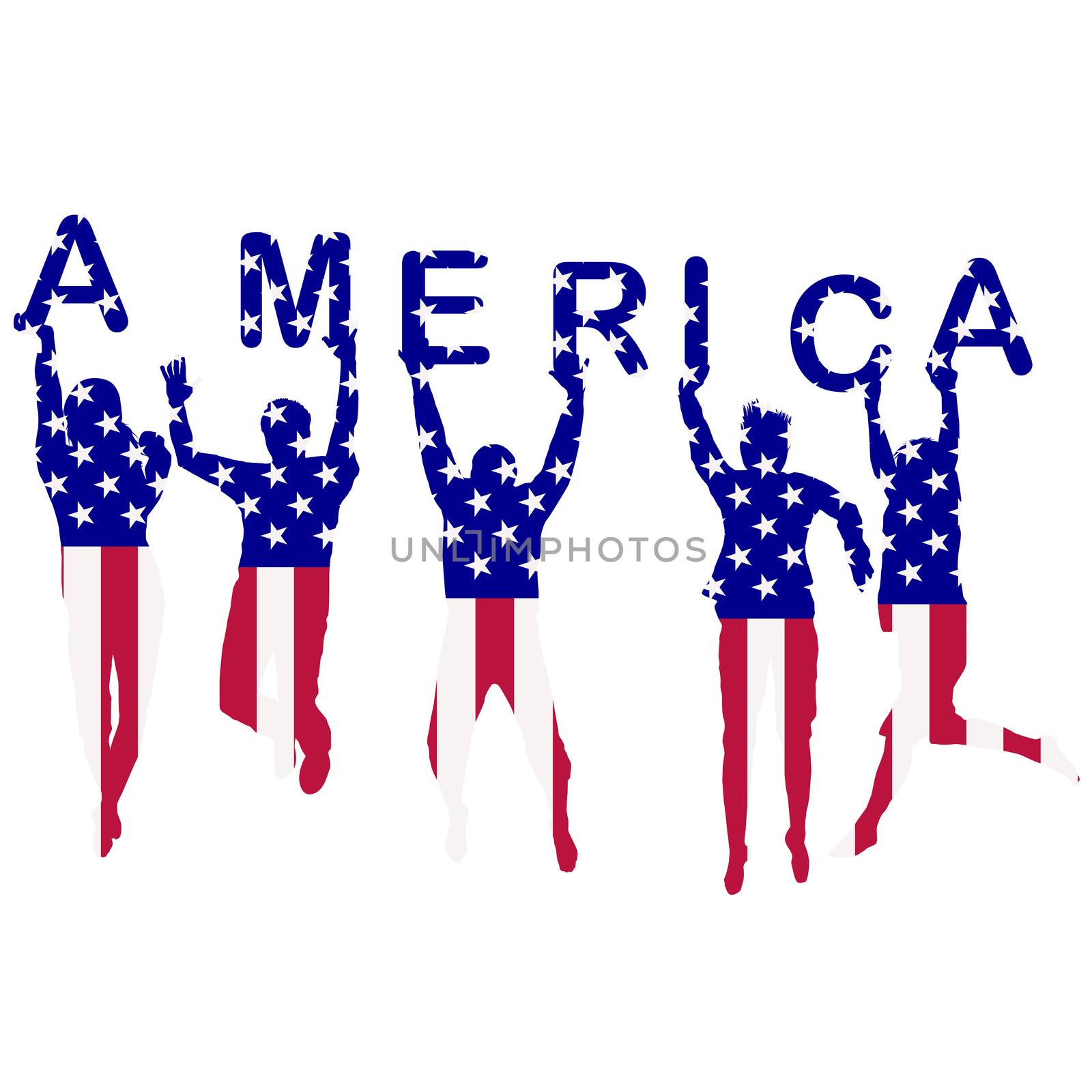 People silhouettes patterned in USA flag by hibrida13