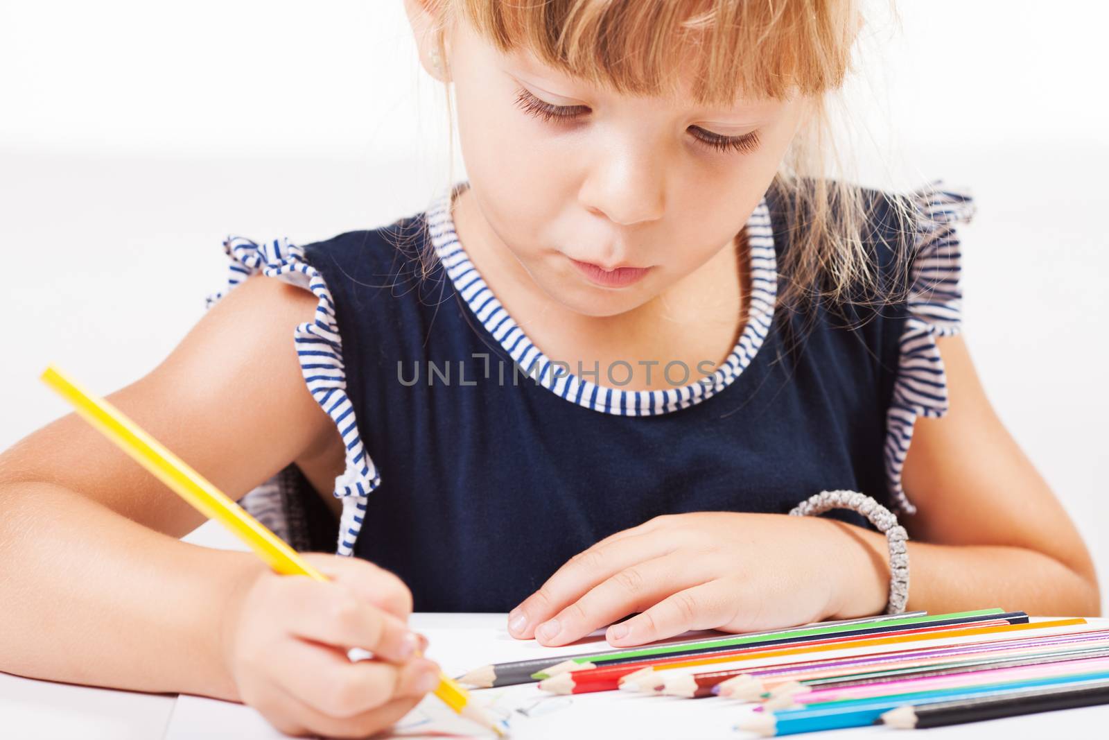 Little Girl With Color Pencil by MilanMarkovic78