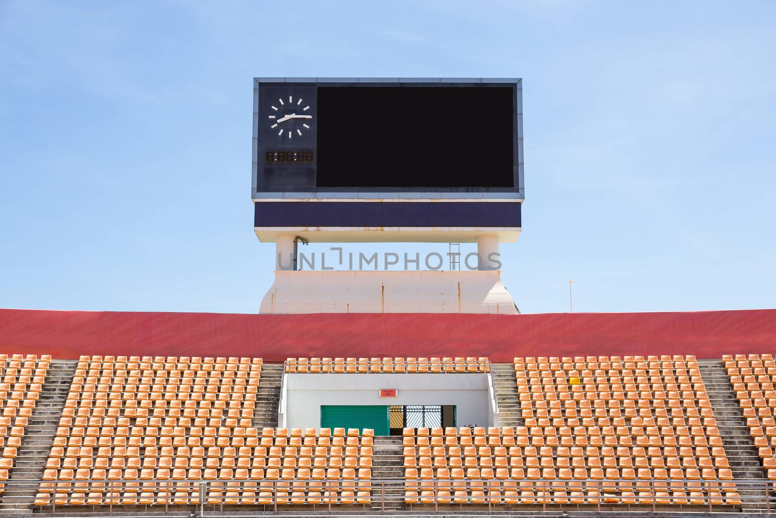 Scoreboard orange seat in stadium