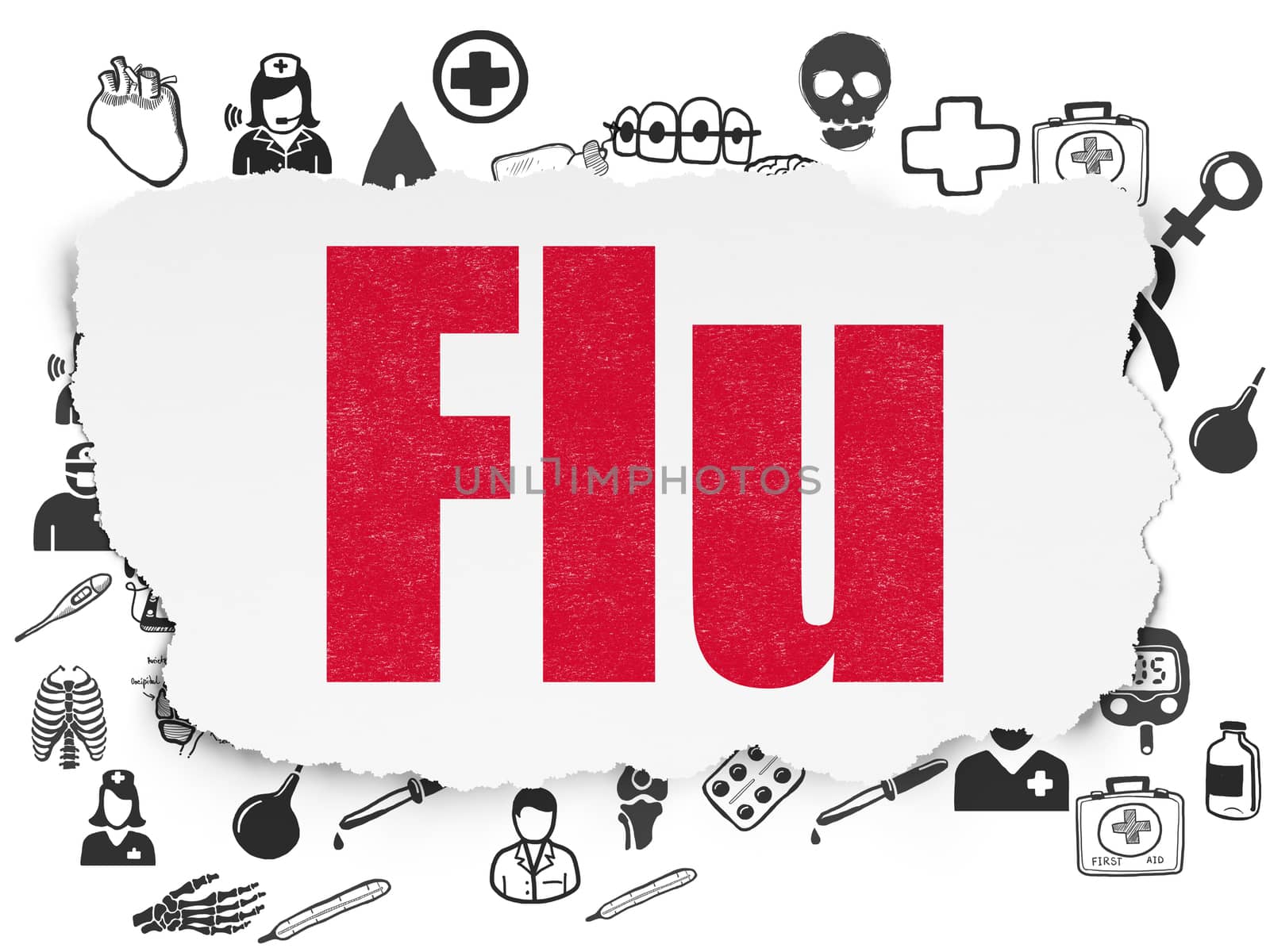 Healthcare concept: Flu on Torn Paper background by maxkabakov