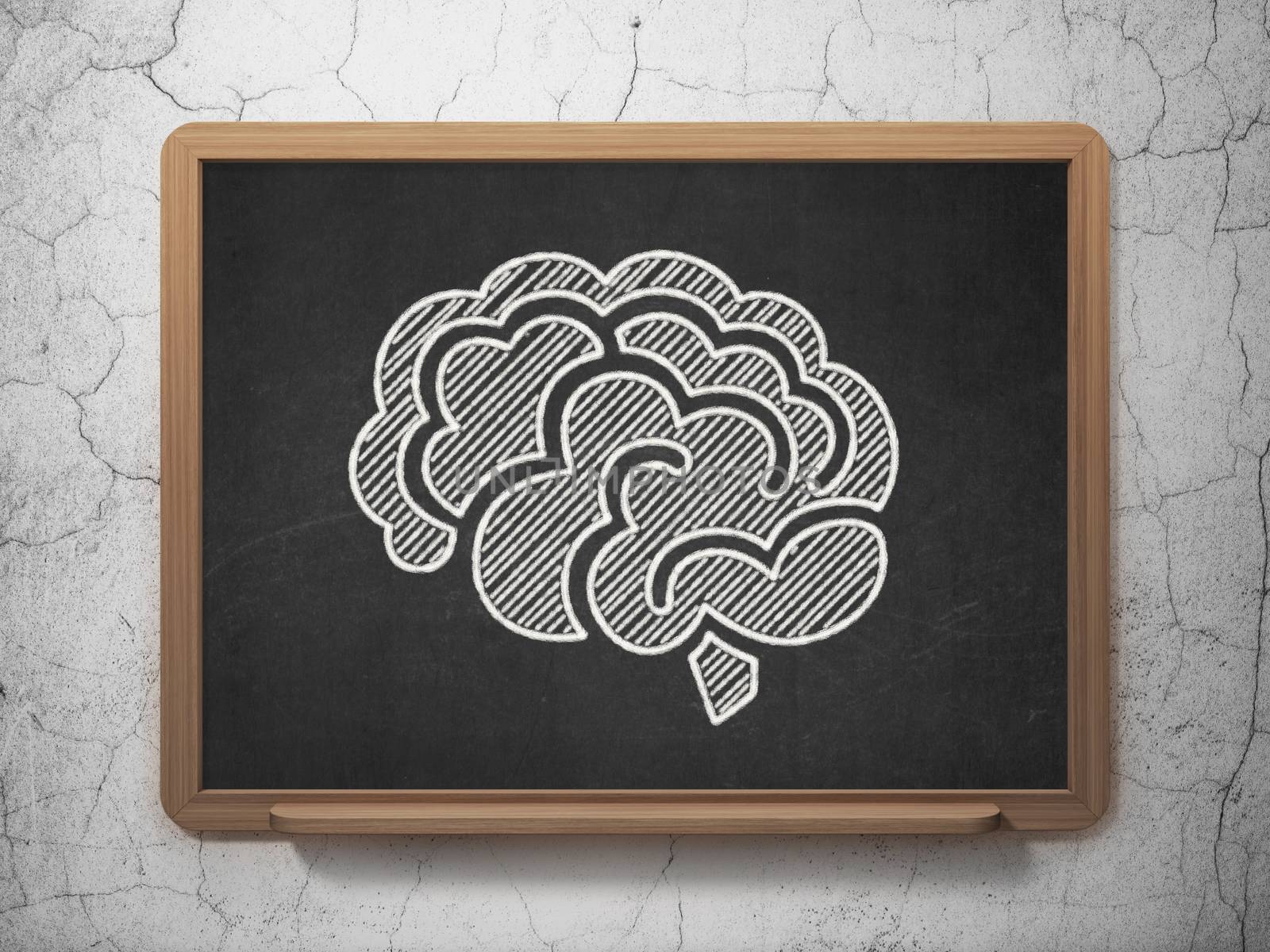 Medicine concept: Brain on chalkboard background by maxkabakov