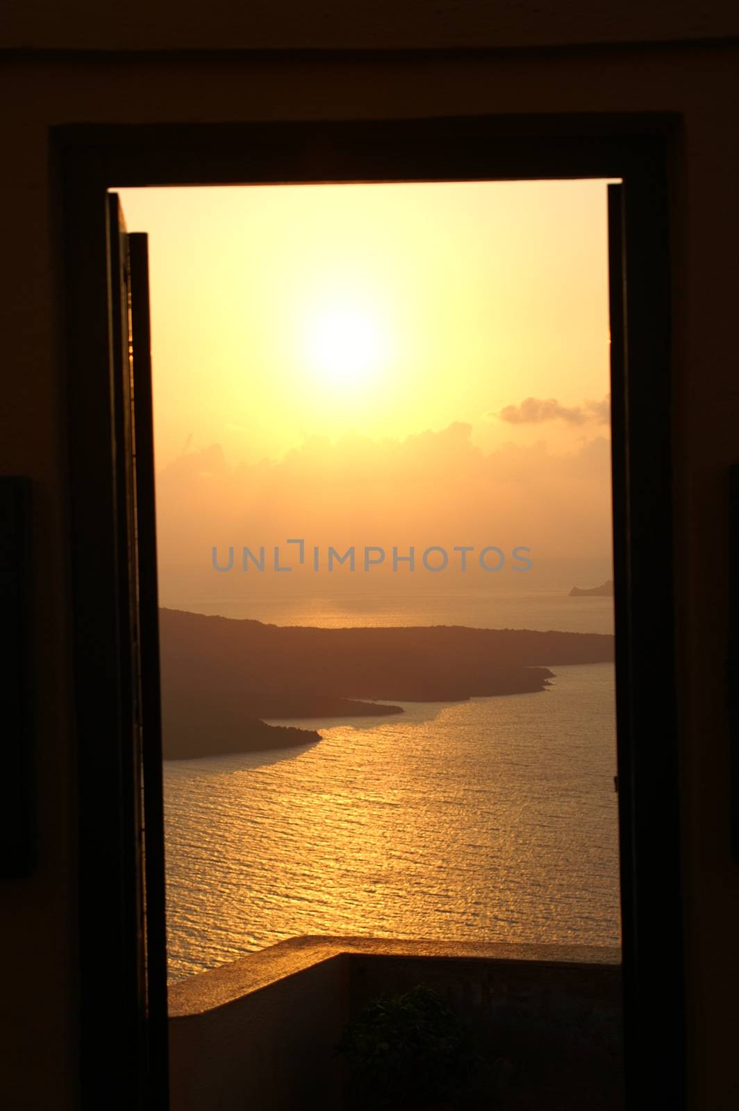 Sunset on a greek island santorini - tourist paradise