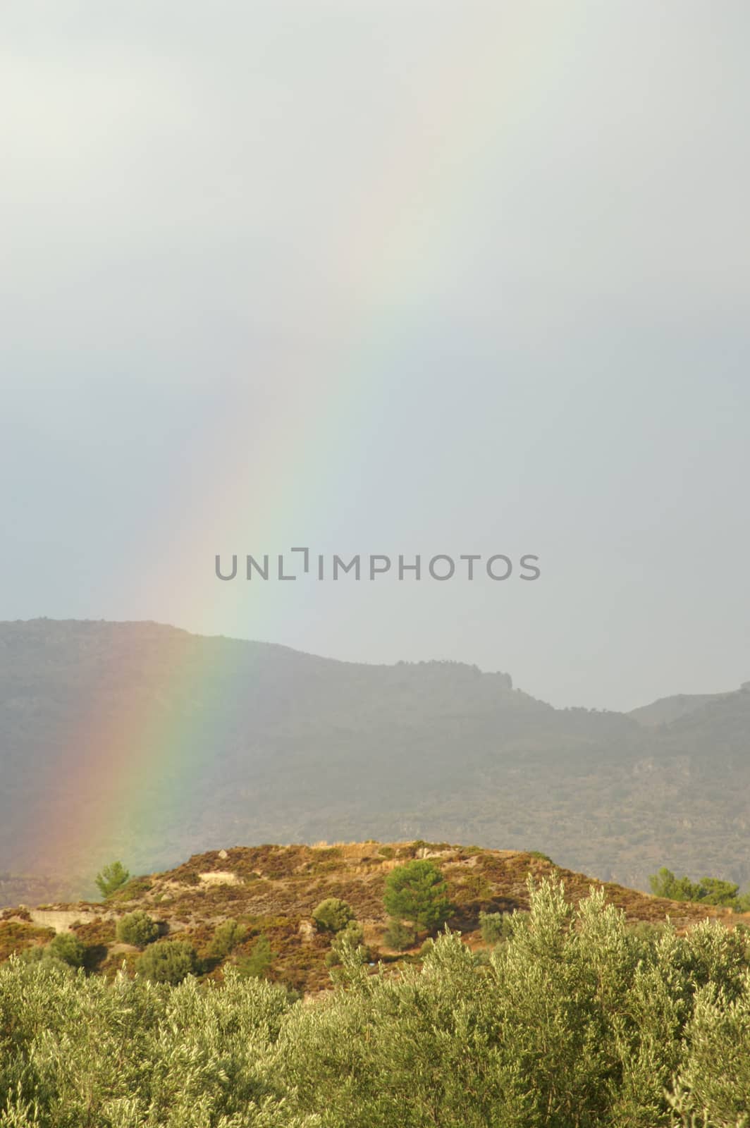 Rainbow in Greece - nature, hills, sky - romantic vacation