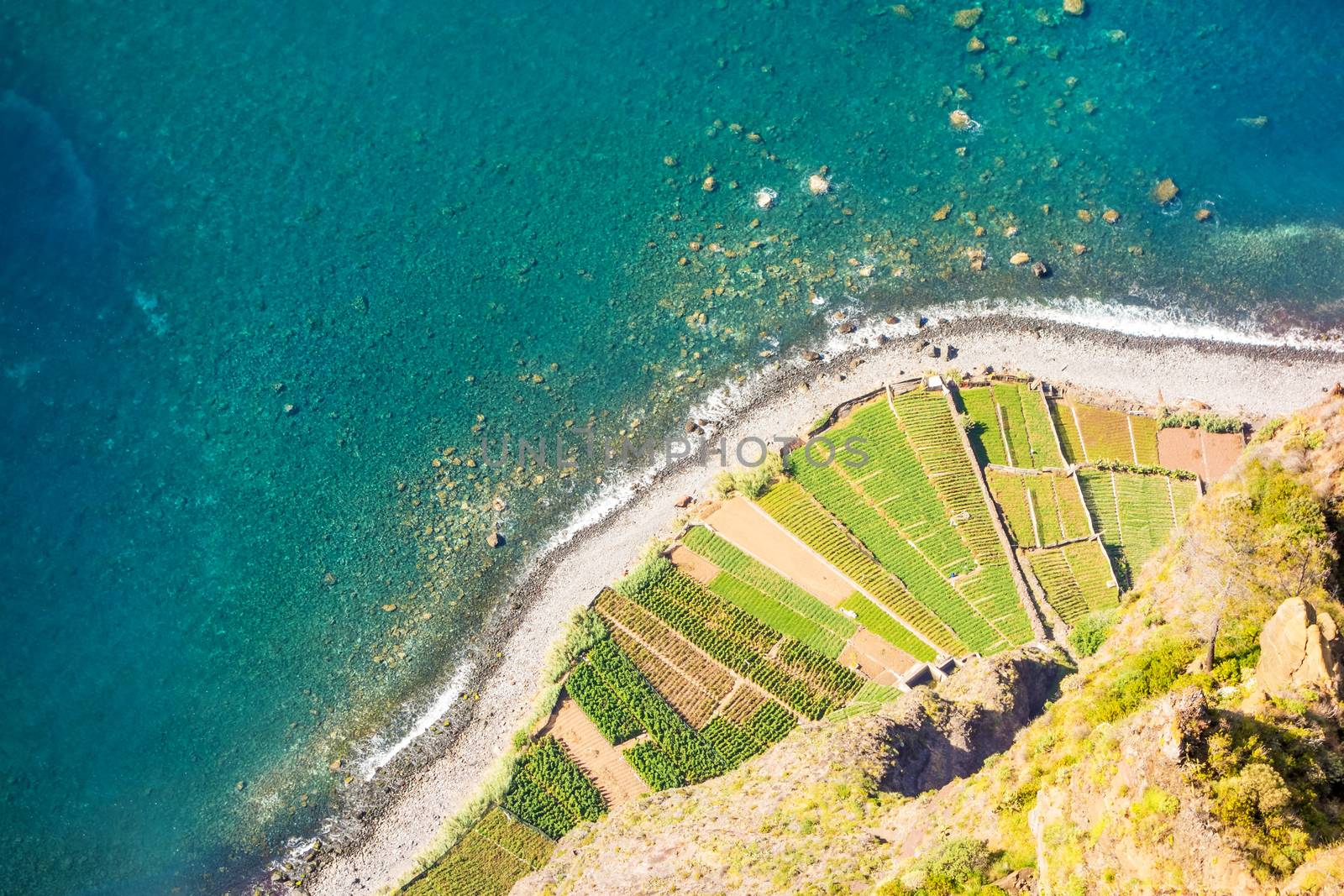 Cabo Girao on the Island Madeira - a sight with spectacular view from a glass platform to the atlantic ocean and terraced fields