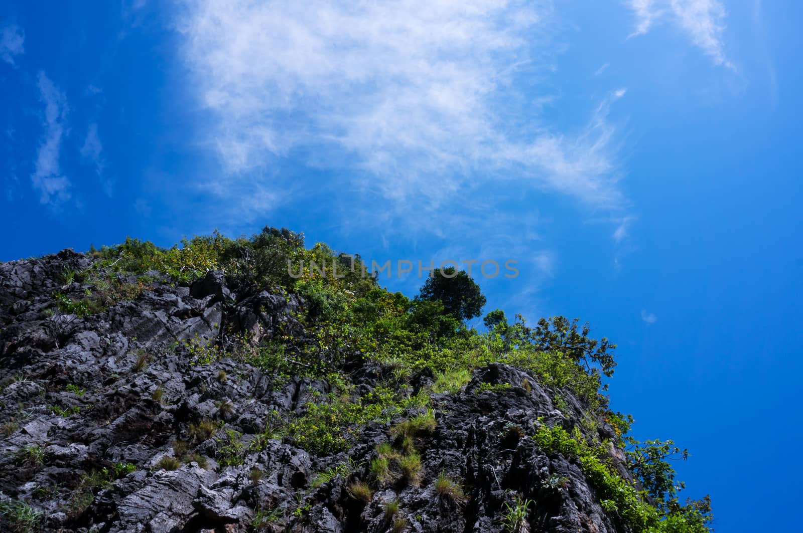 Rock Mountain with clear blue sky by eltonmaxim
