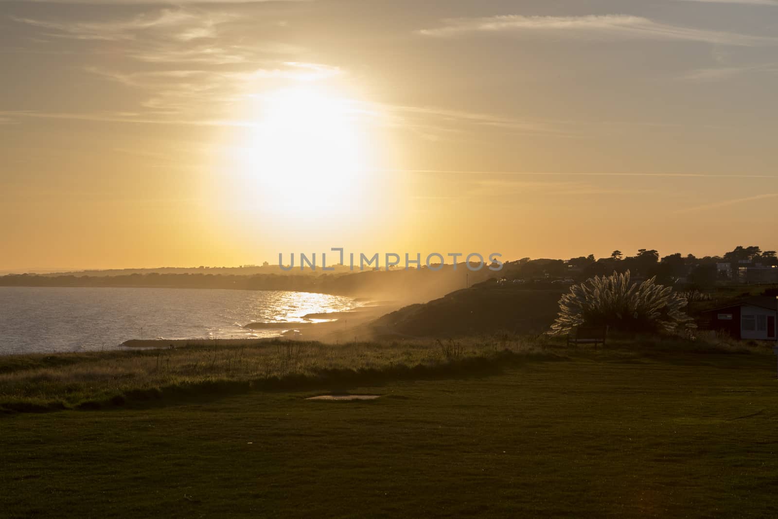 Sunset over land and sea