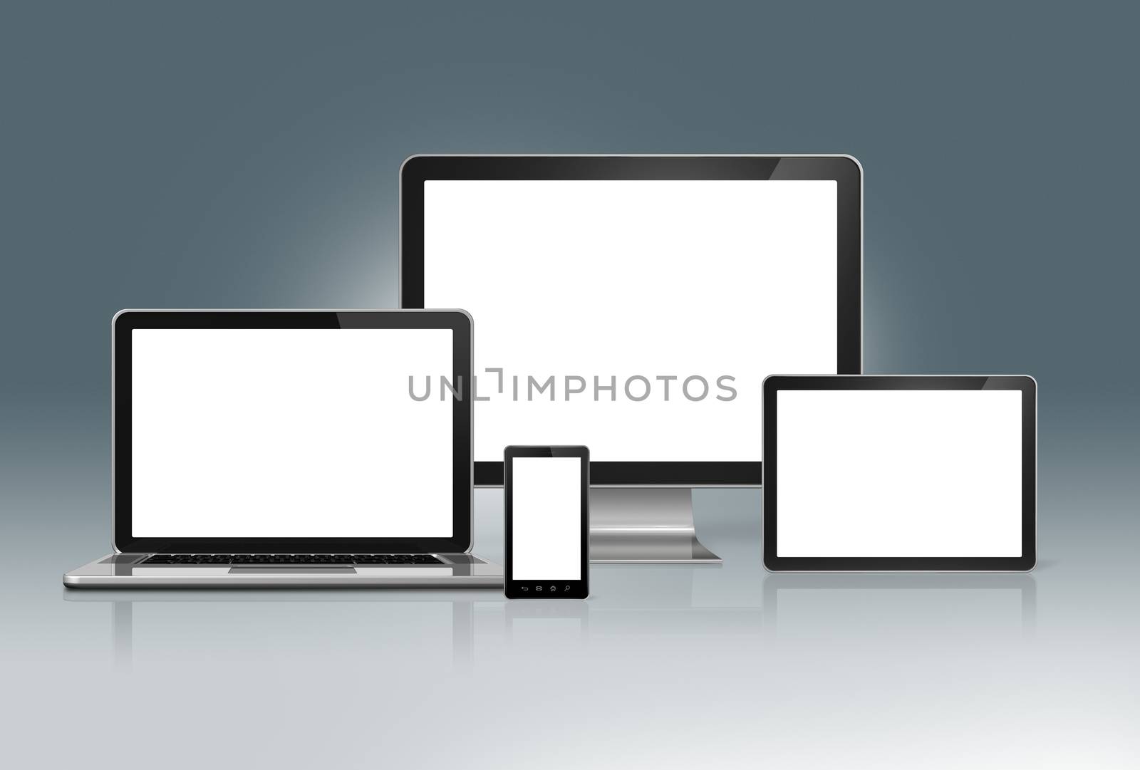 High Tech Computer Set on a futuristic grey background by daboost