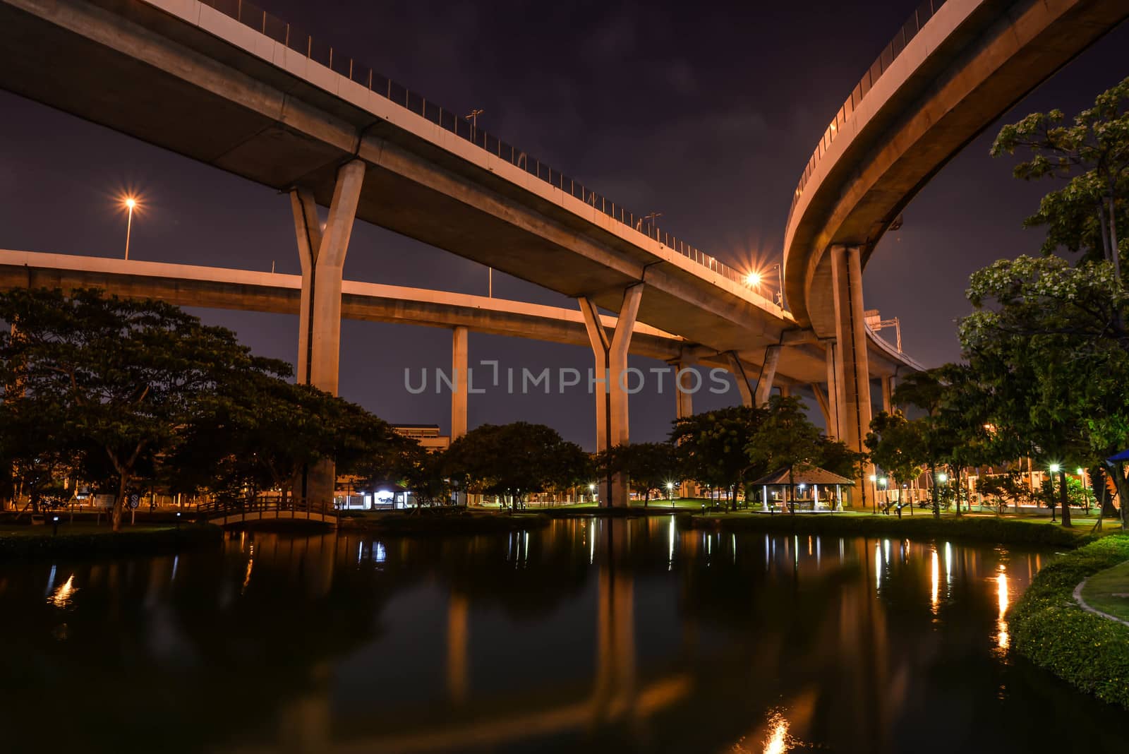 Night lights of bridge by Magneticmcc