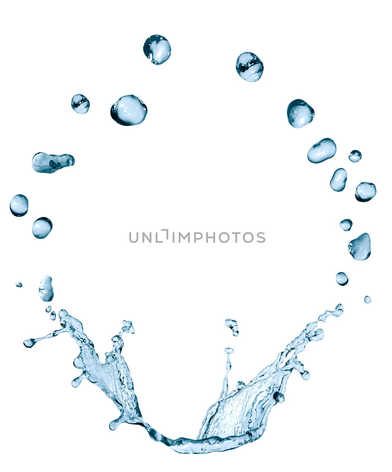 Splashes on white. Abstract water splash with drops