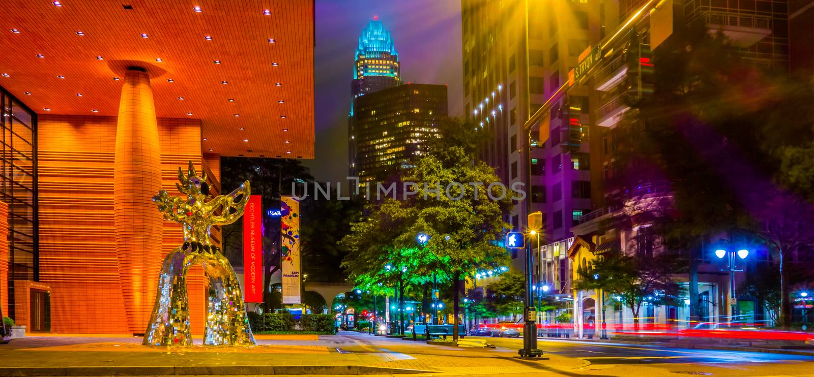 night time on streets of charlotte north carolina by digidreamgrafix