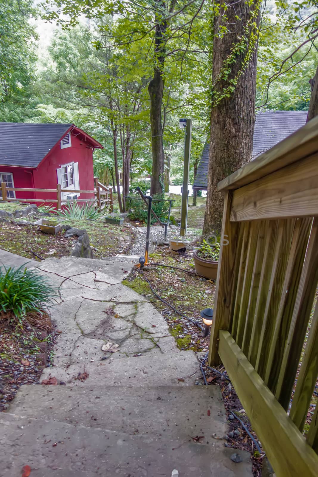 stone steps leading to a mountain vacation home by digidreamgrafix