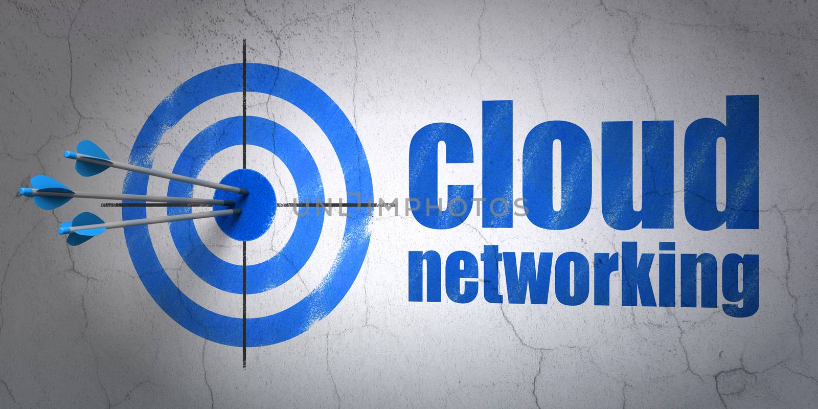 Cloud technology concept: target and Cloud Networking on wall background by maxkabakov