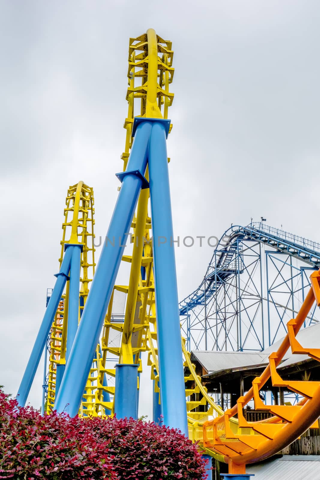 crazy rollercoaster rides at amusement park by digidreamgrafix