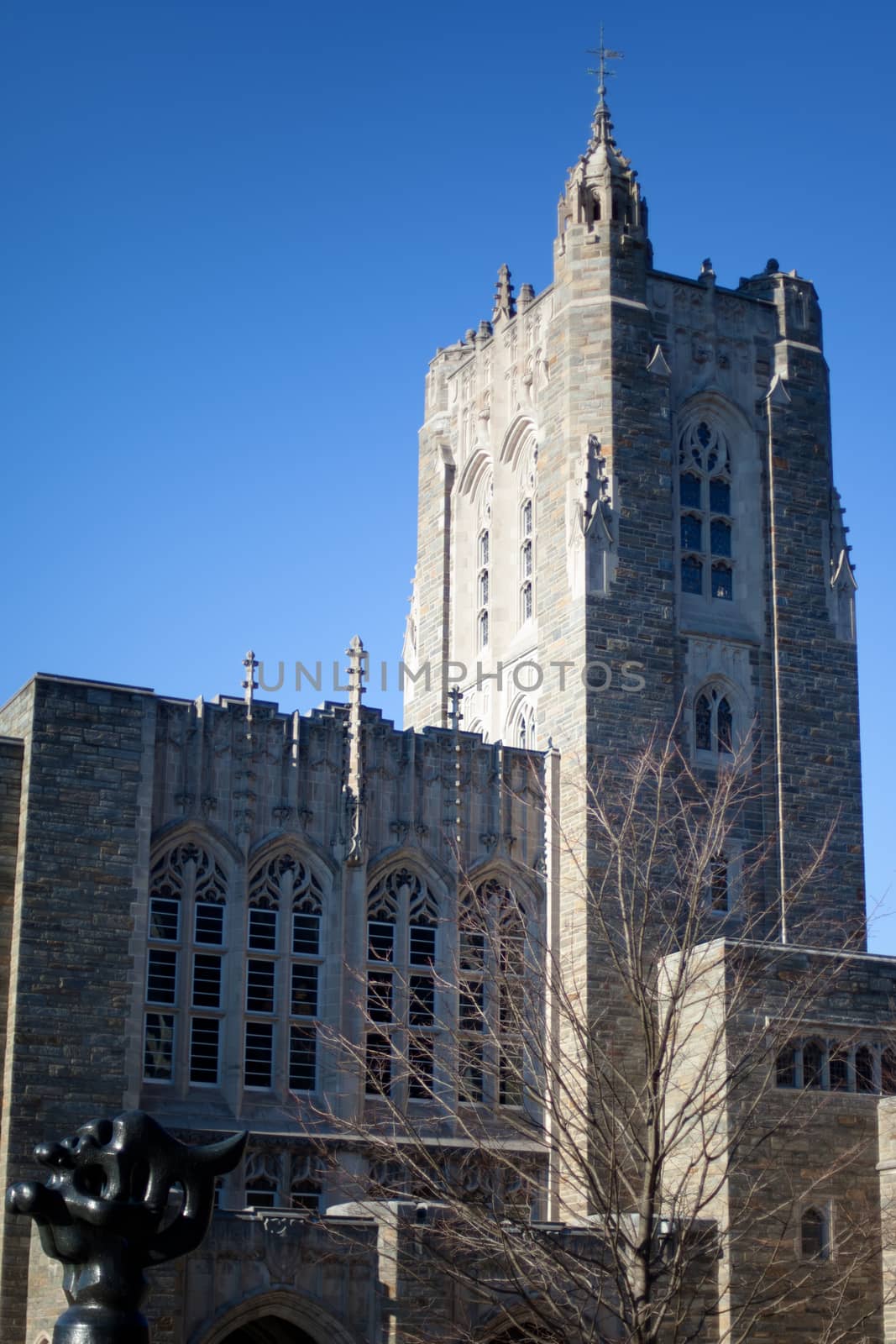Big grey stone building in Princeton in USA 
