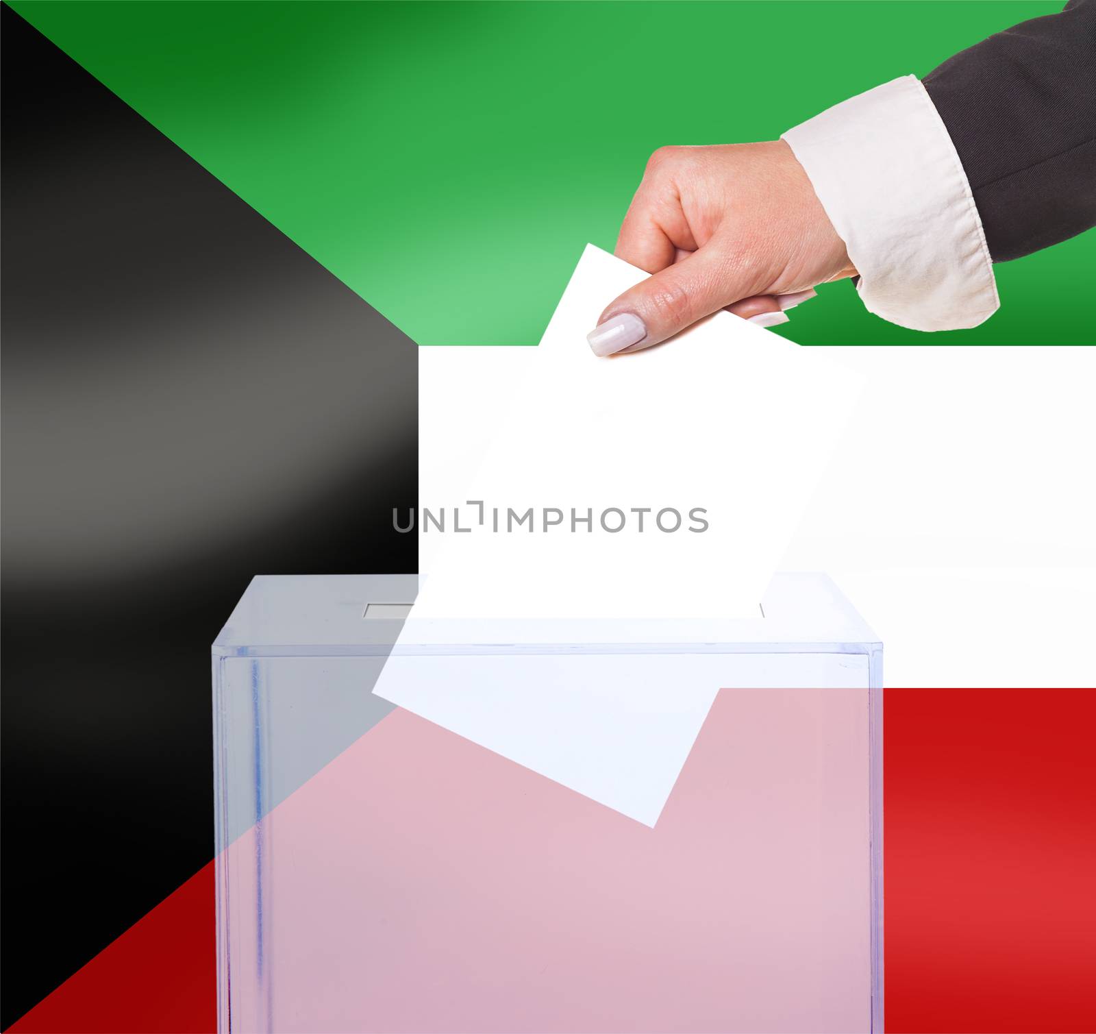 electoral vote by ballot, under the Kuwait flag