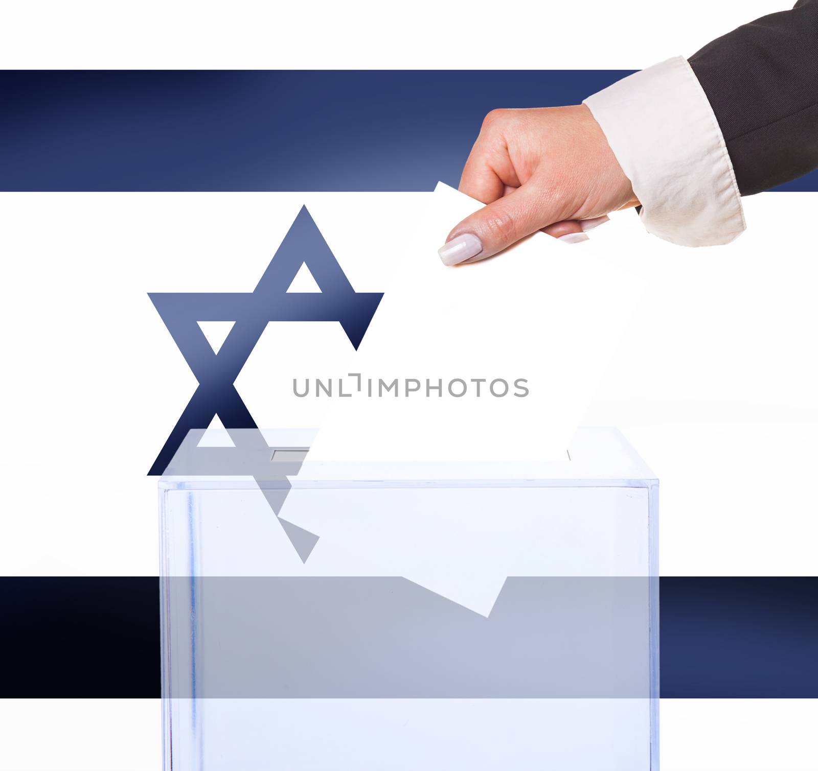 electoral vote by ballot, under the Israel flag