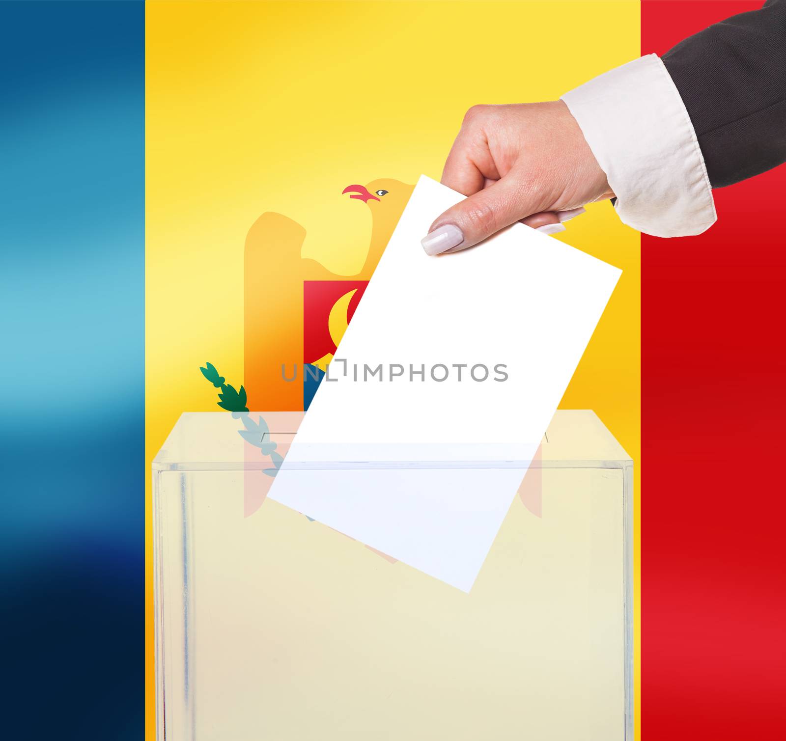 electoral vote by ballot, under the Moldova flag