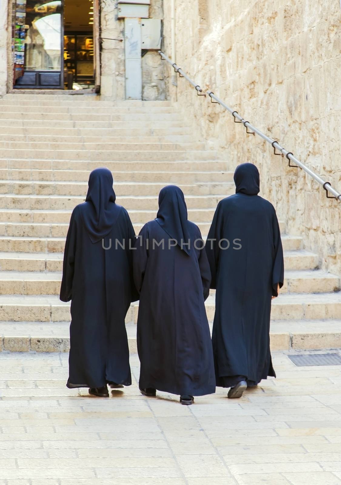 JERUSALEM/ISRAEL - 20 SEPTEMBER 2014: nuns walking down the street of Old Jerusalem. 20 september 2014 Jerusalem.