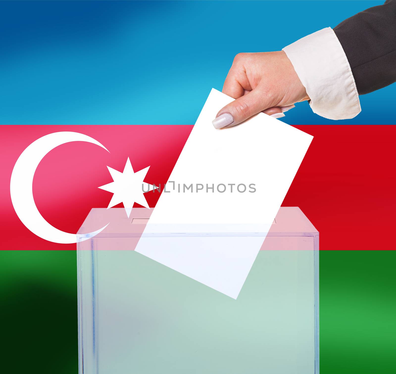 electoral vote by ballot, under the Azerbaijan flag